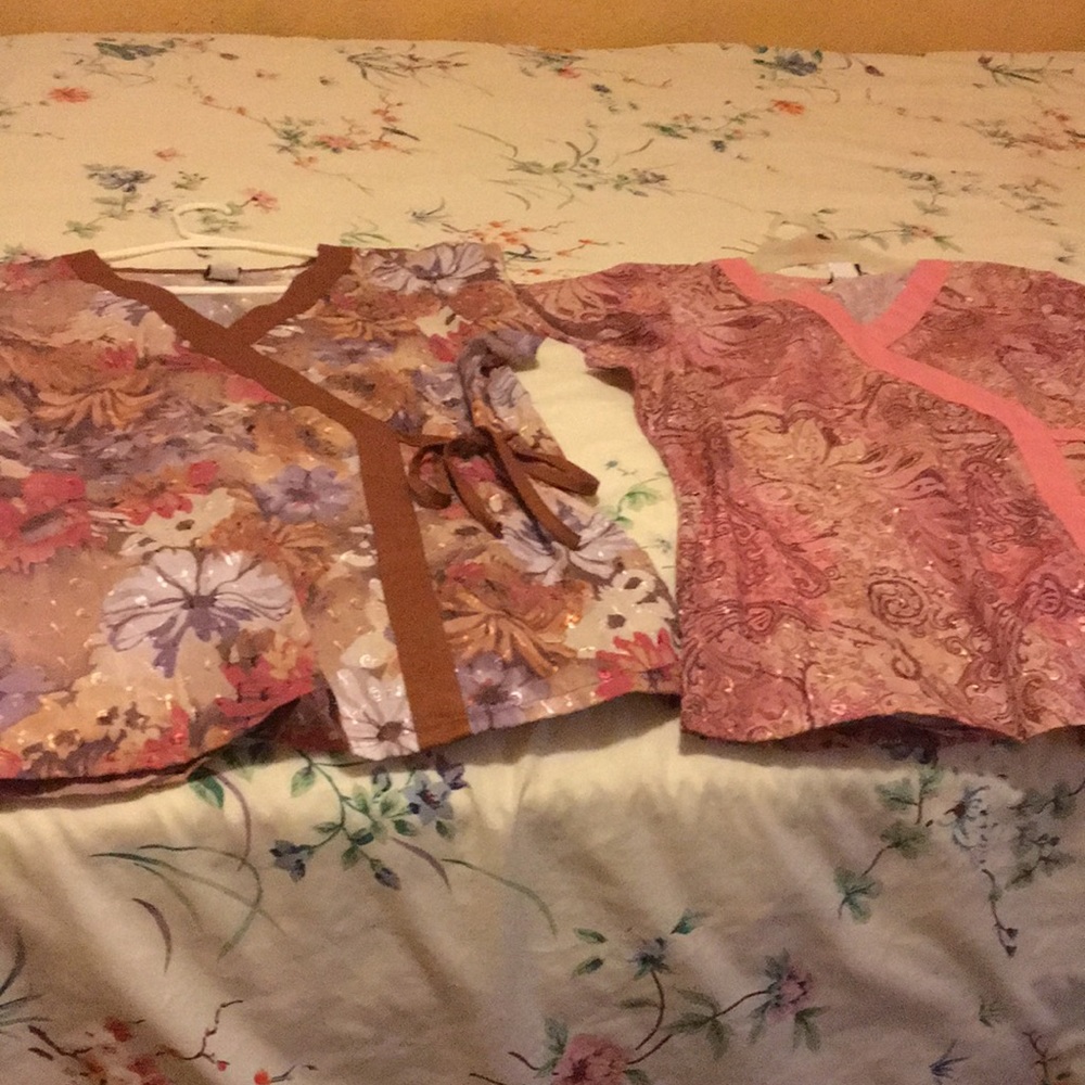Two colorful scrubs